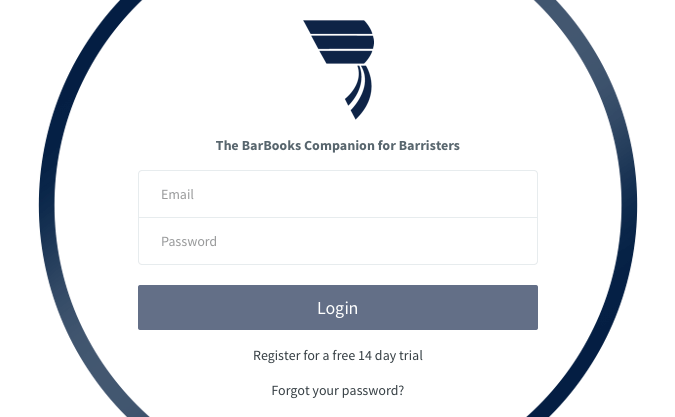 Log in the BarBooks app