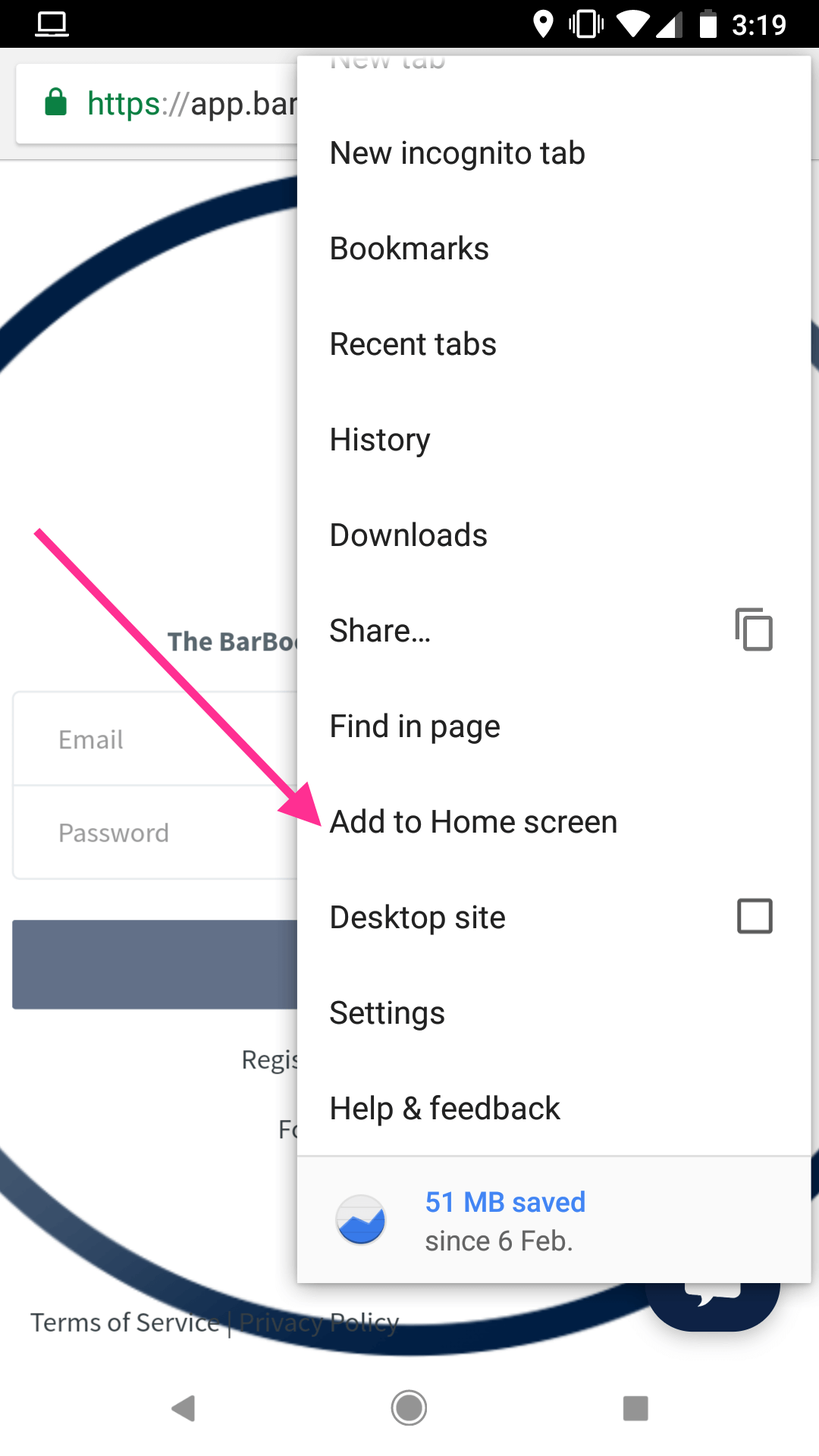 BarBooks shortcut on Android - Step 3
